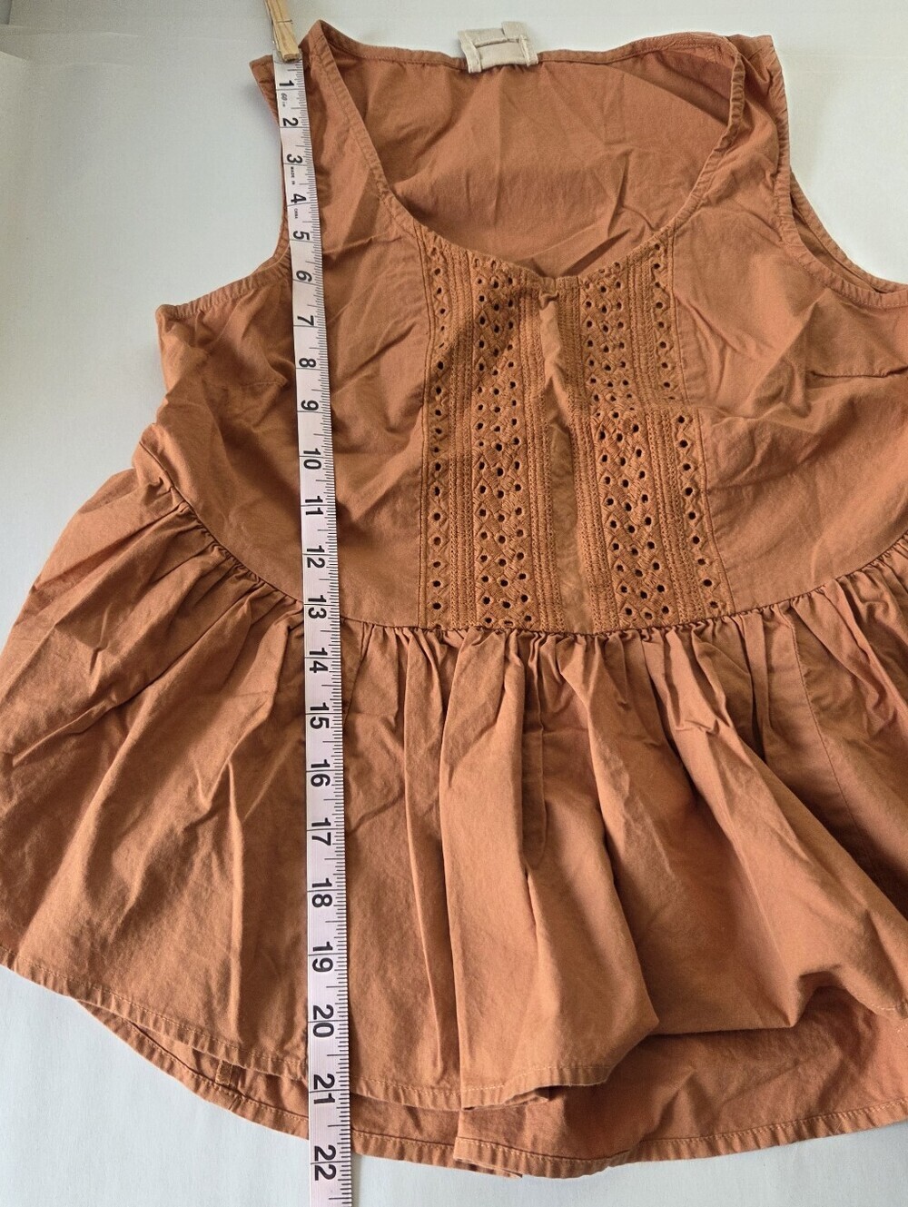 Anthropologie Terracotta Eyelet Peplum Tank - Picture 6 of 6